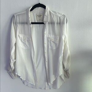 Abercrombie & Fitch White Textured Blouse